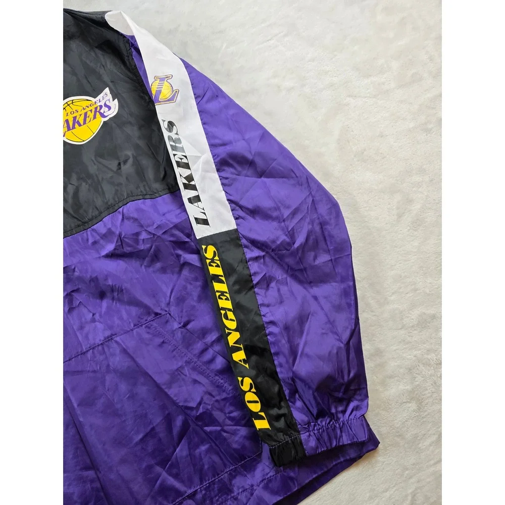 NBA Los Angeles Lakers Windbreaker Jacket Kids Medium 10-12 Purple Black 1/4 Zip